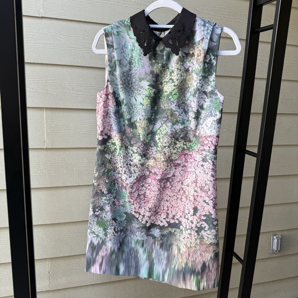 Ted Baker Floral Midi Dress Size 2 Sleeveless Collar Cocktail Wedding Party Lux‎